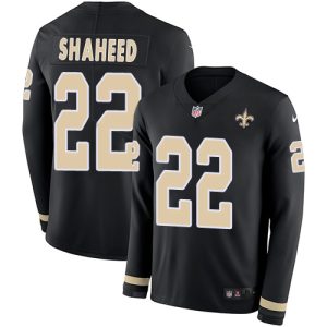 saints #22 rashid shaheed black team color men's stitched nfl limited therma long sleeve cheap jersey