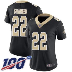 Saints #22 Rashid Shaheed Black Team Color Women's Stitched NFL 100th Season Vapor Limited Jersey