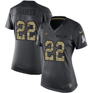 cheap Saints #22 Rashid Shaheed Black Women's Stitched NFL Limited 2016 Salute To Service Jersey