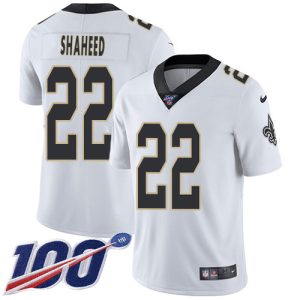 cheap Saints #22 Rashid Shaheed White Men's Stitched NFL 100th Season Vapor Limited Jersey