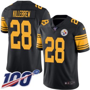 steelers #28 miles killebrew black men's stitched nfl limited rush 100th season cheap jersey