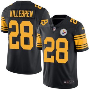 Steelers #28 Miles Killebrew Black Men's Stitched NFL Limited Rush Jersey