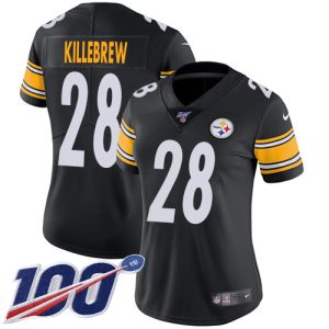 Steelers #28 Miles Killebrew Black Team Color Women's Stitched NFL 100th Season Vapor Limited Jersey