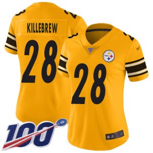 steelers #28 miles killebrew gold women's stitched nfl limited inverted legend 100th season wholesale jersey