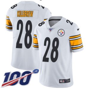 steelers #28 miles killebrew white men's stitched nfl 100th season vapor limited cheap jersey