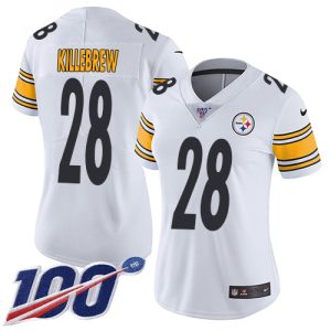 cheap Steelers #28 Miles Killebrew White Women's Stitched NFL 100th Season Vapor Untouchable Limited Jersey