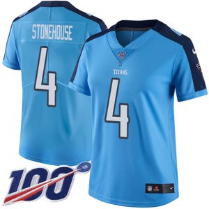 cheap Titans #4 Ryan Stonehouse Light Blue Women's Stitched NFL Limited Rush 100th Season Jersey