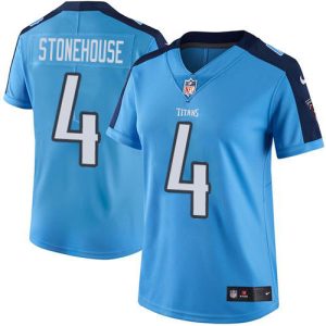 Titans #4 Ryan Stonehouse Light Blue Women's Stitched NFL Limited Rush Jersey