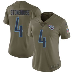 cheap Titans #4 Ryan Stonehouse Olive Women's Stitched NFL Limited 2017 Salute to Service Jersey