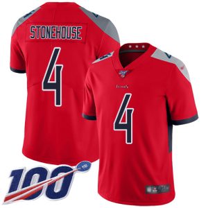 cheap Titans #4 Ryan Stonehouse Red Men's Stitched NFL Limited Inverted Legend 100th Season Jersey