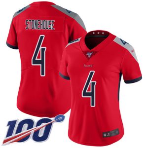 Titans #4 Ryan Stonehouse Red Women's Stitched NFL Limited Inverted Legend 100th Season Jersey