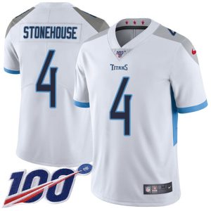 Titans #4 Ryan Stonehouse White Men's Stitched NFL 100th Season Vapor Limited Jersey