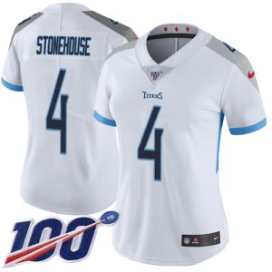 Titans #4 Ryan Stonehouse White Women's Stitched NFL 100th Season Vapor Limited Jersey