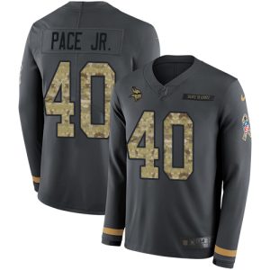 vikings #40 ivan pace jr. anthracite salute to service youth stitched nfl limited therma long sleeve cheap jersey