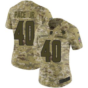 Vikings #40 Ivan Pace Jr. Camo Women's Stitched NFL Limited 2018 Salute To Service Jersey