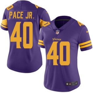 Vikings #40 Ivan Pace Jr. Purple Women's Stitched NFL Limited Rush Jersey