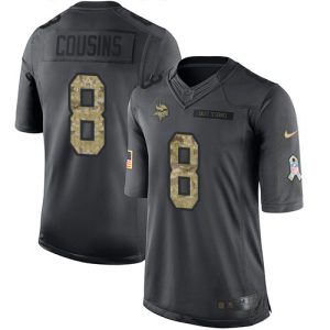 cheap Vikings #8 Kirk Cousins Black Men's Stitched NFL Limited 2016 Salute To Service Jersey