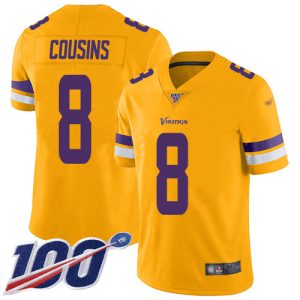 Vikings #8 Kirk Cousins Gold Men's Stitched NFL Limited Inverted Legend 100th Season Jersey