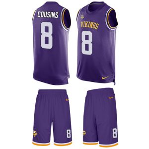 vikings #8 kirk cousins purple team color men's stitched nfl limited tank top suit cheap jersey