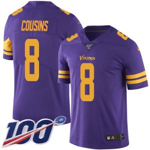 cheap Vikings #8 Kirk Cousins Purple Youth Stitched NFL Limited Rush 100th Season Jersey