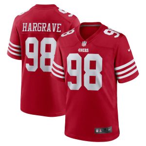 san francisco 49ers #98 javon hargrave men's 2022 player game cheap jersey - scarlet